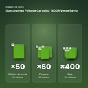 SUBCARPETAS FOLIO DE CARTULINA 180GR VERDE RAYLU - formato de venta: paquete de 50, caja de 400