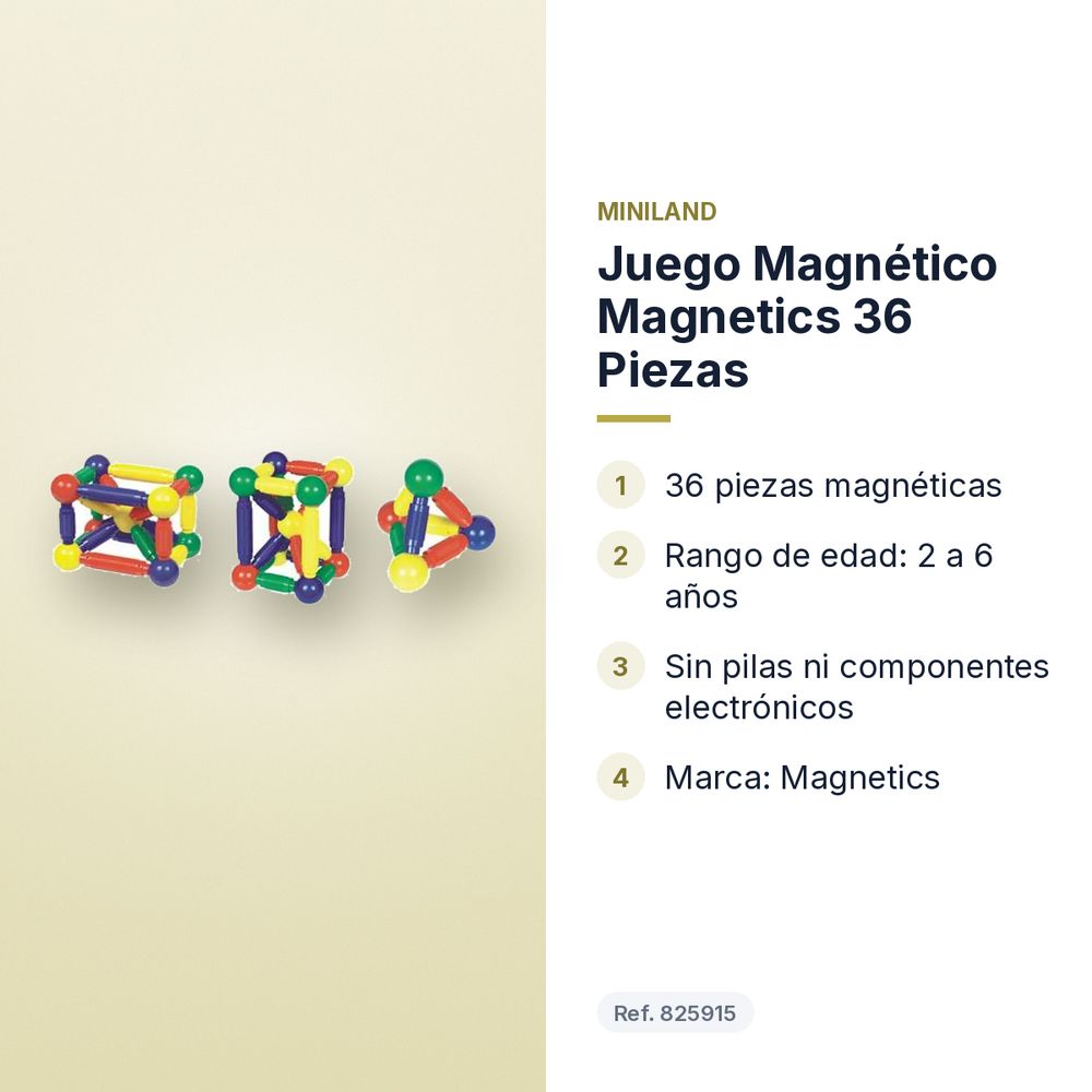 JUEGO MAGNÉTICO MAGNETICS 36 PIEZAS  - características principales