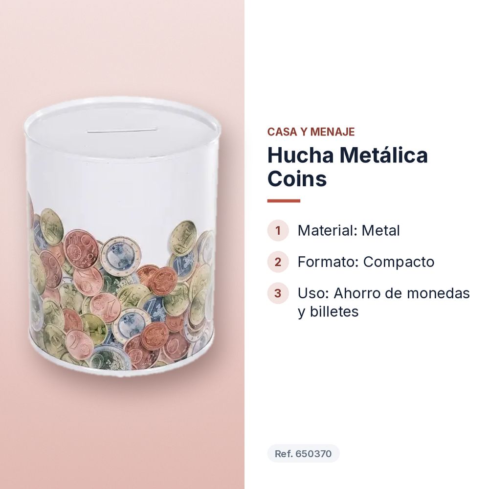 HUCHA METÁLICA COINS - características principales