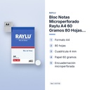 BLOC NOTAS MICROPERFORADO RAYLU A4 60 GRAMOS 80 HOJAS CUADRICULA 4 MM - características principales