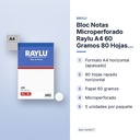 BLOC NOTAS MICROPERFORADO RAYLU A4 60 GRAMOS 80 HOJAS HORIZONTAL  - características principales