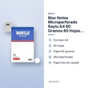 BLOC NOTAS MICROPERFORADO RAYLU A4 60 GRAMOS 80 HOJAS LISO - características principales