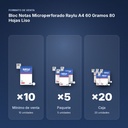 BLOC NOTAS MICROPERFORADO RAYLU A4 60 GRAMOS 80 HOJAS LISO - formato de venta: paquete de 5, caja de 20