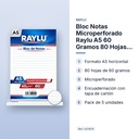BLOC NOTAS MICROPERFORADO RAYLU A5 60 GRAMOS 80 HOJAS HORIZONTAL - características principales