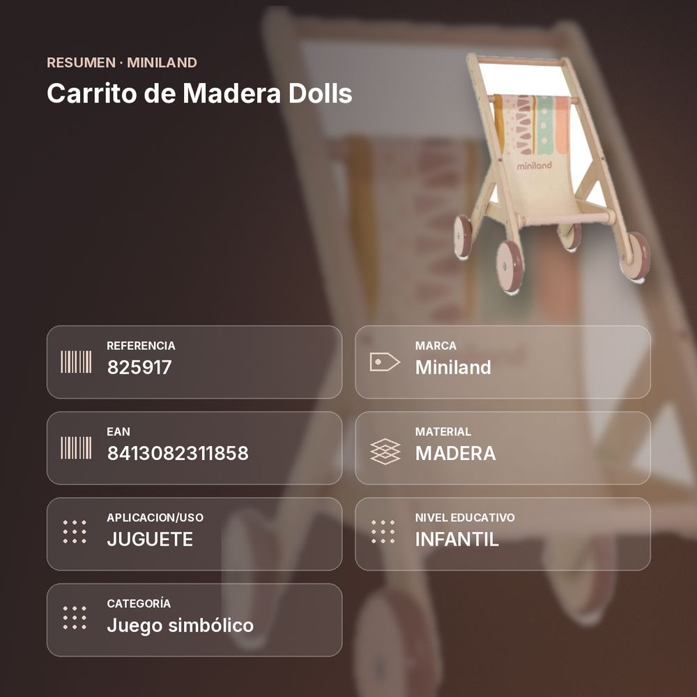 CARRITO DE MADERA DOLLS - resumen de atributos