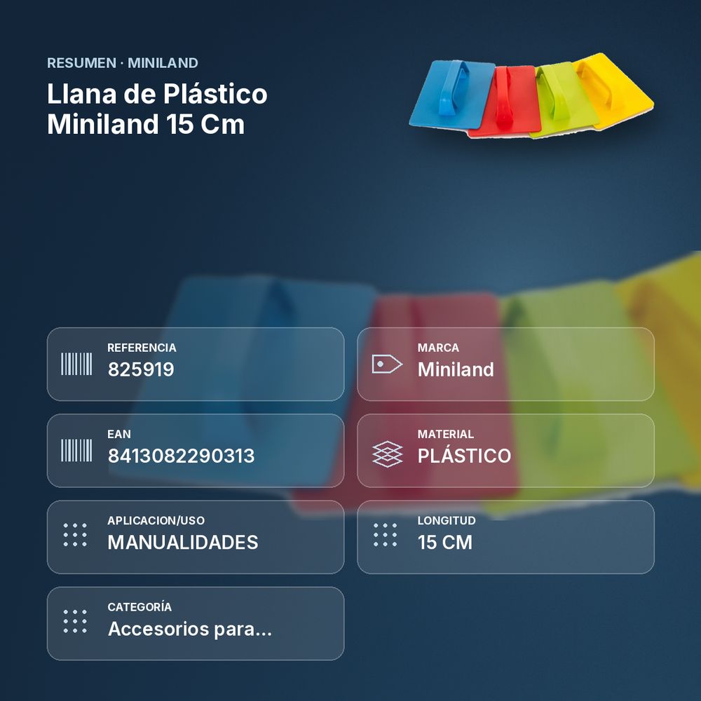 LLANA DE PLÁSTICO MINILAND 15 CM - resumen de atributos