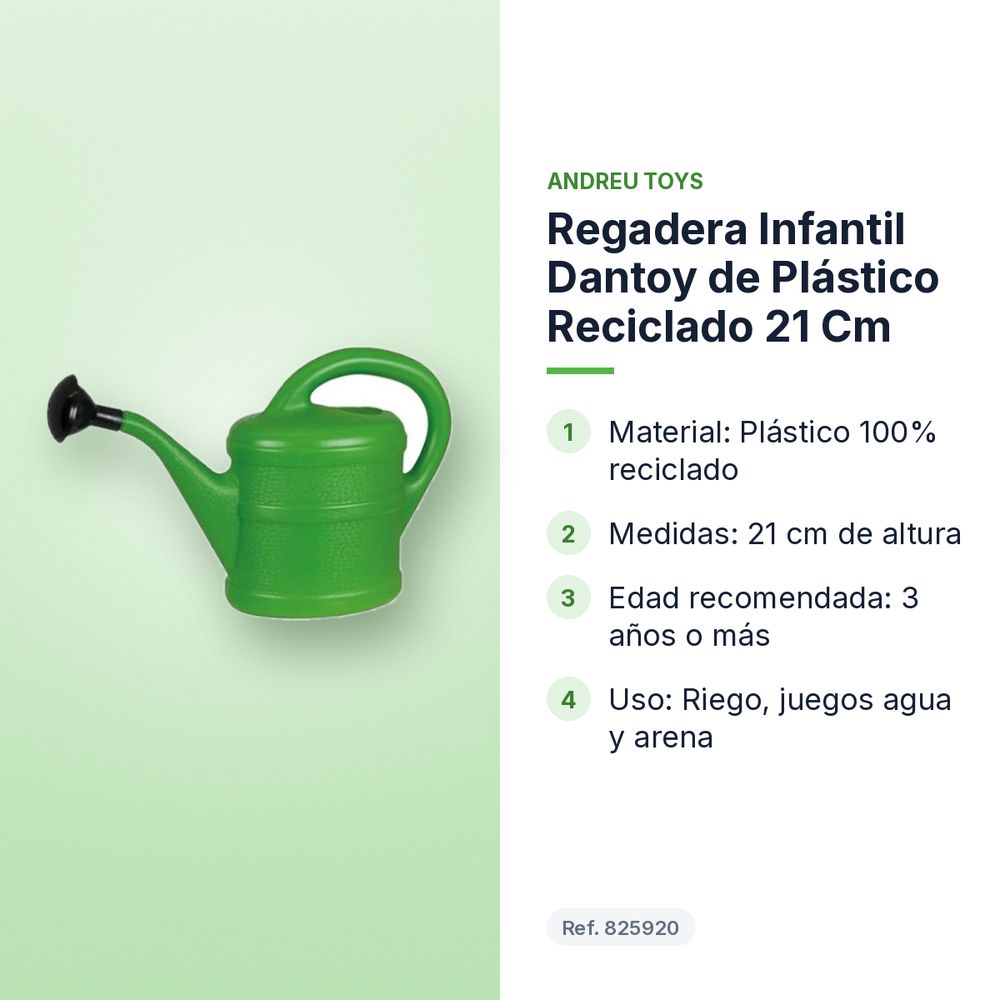 REGADERA INFANTIL DANTOY DE PLÁSTICO RECICLADO 21 CM - características principales