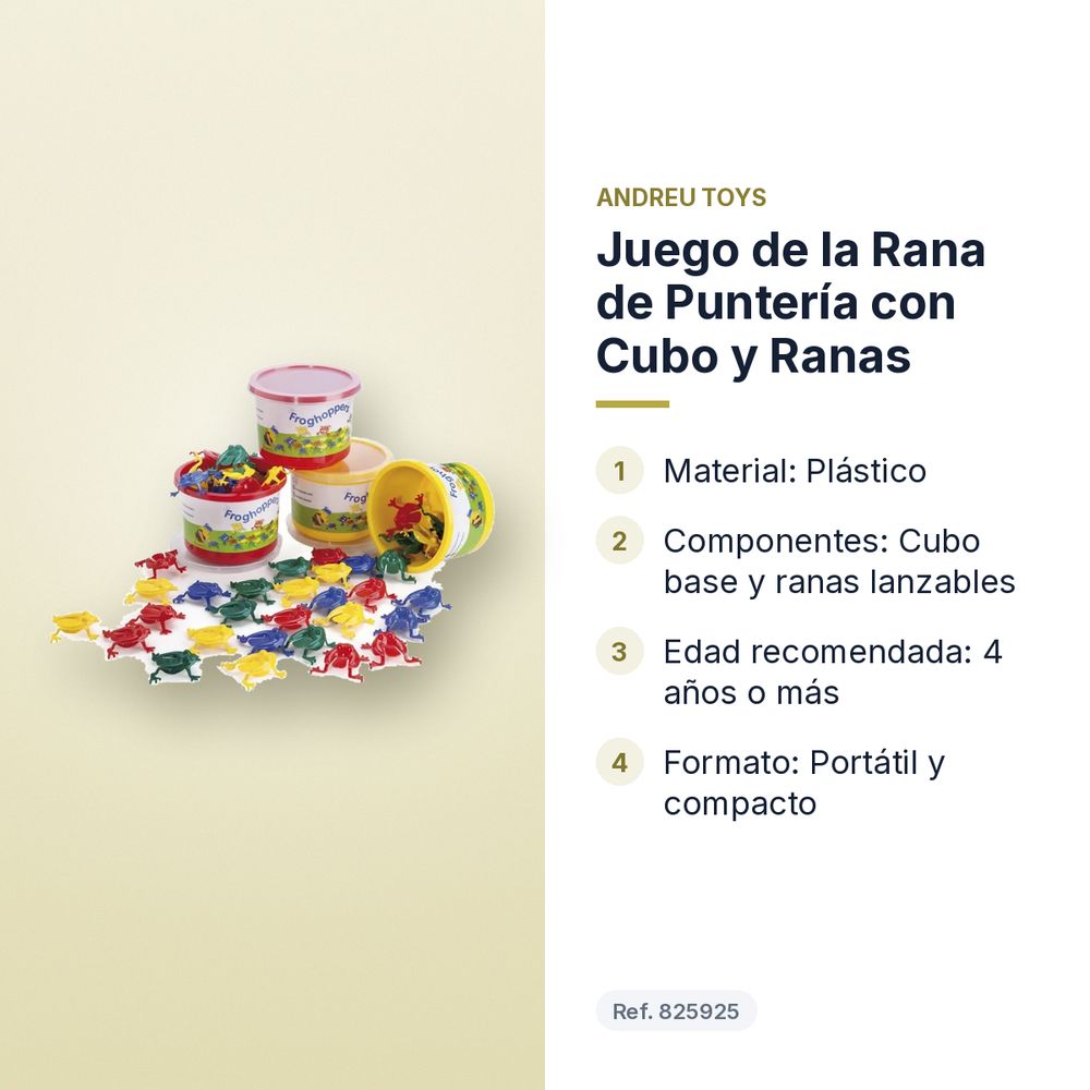JUEGO DE LA RANA DE PUNTERÍA CON CUBO Y RANAS  - características principales