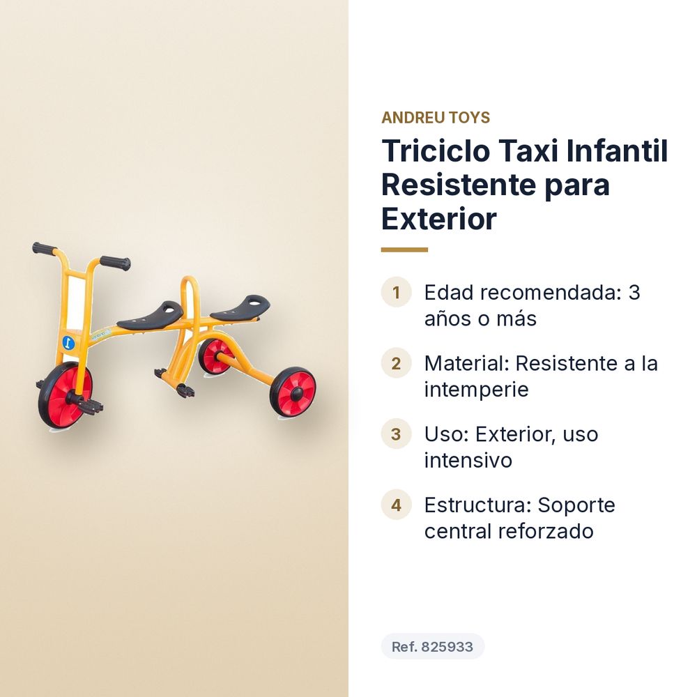 TRICICLO TAXI INFANTIL RESISTENTE PARA EXTERIOR - características principales