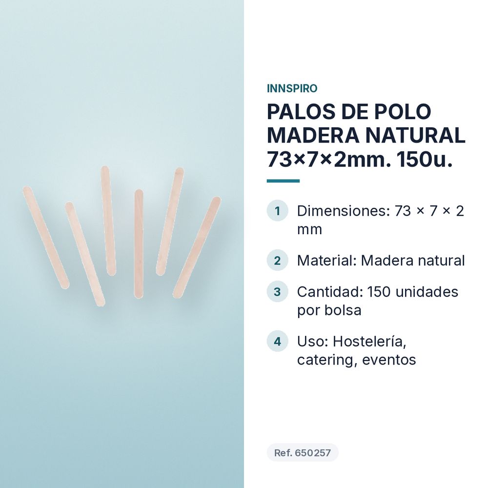 PALOS DE POLO MADERA NATURAL 73x7x2mm. 150u. - características principales