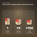PALOS DE POLO DE MADERA NATURAL 114×10MM 50 UDS - formato de venta: paquete de 5, caja de 150, palé de 3000