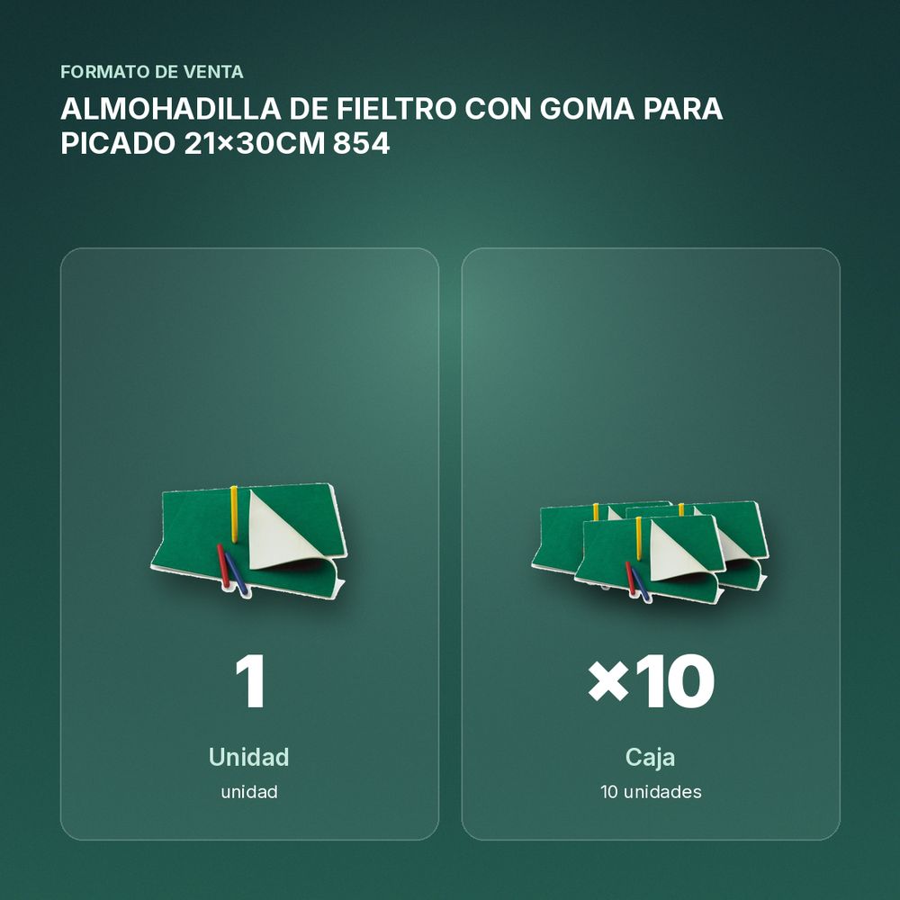 ALMOHADILLA DE FIELTRO CON GOMA PARA PICADO 21x30CM 854 - formato de venta: caja de 10