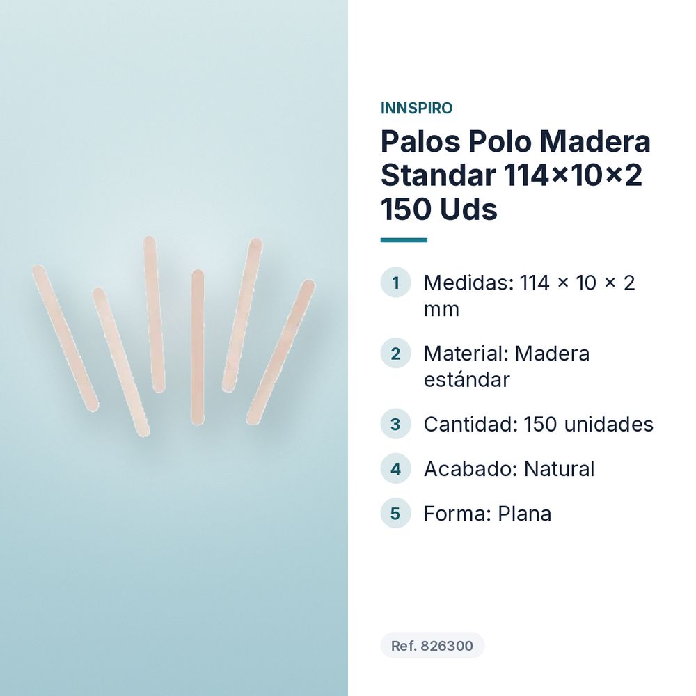 PALOS POLO MADERA STANDAR 114X10X2 150 UDS - características principales