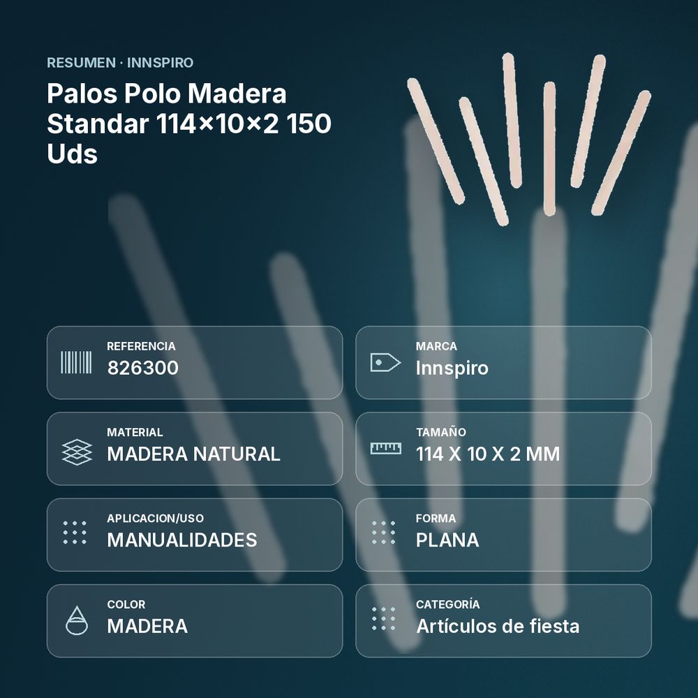 PALOS POLO MADERA STANDAR 114X10X2 150 UDS - resumen de atributos