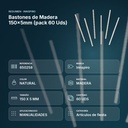 BASTONES DE MADERA 150×5MM (PACK 60 UDS) - resumen de atributos