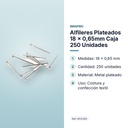 ALFILERES PLATEADOS 18 X 0,65MM CAJA 250 UNIDADES - características principales