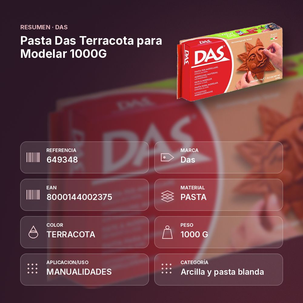PASTA DAS TERRACOTA PARA MODELAR 1000G - resumen de atributos