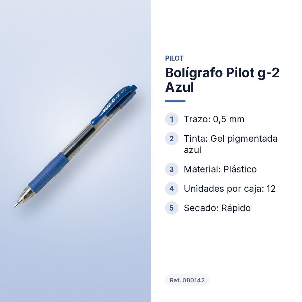 BOLÍGRAFO PILOT G-2 AZUL - características principales