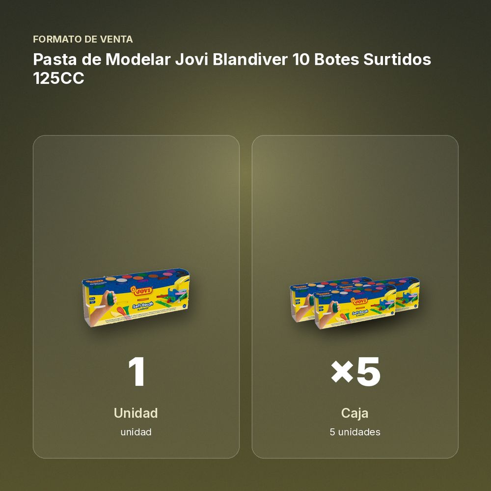 PASTA DE MODELAR JOVI BLANDIVER 10 BOTES SURTIDOS 125CC - formato de venta: caja de 5