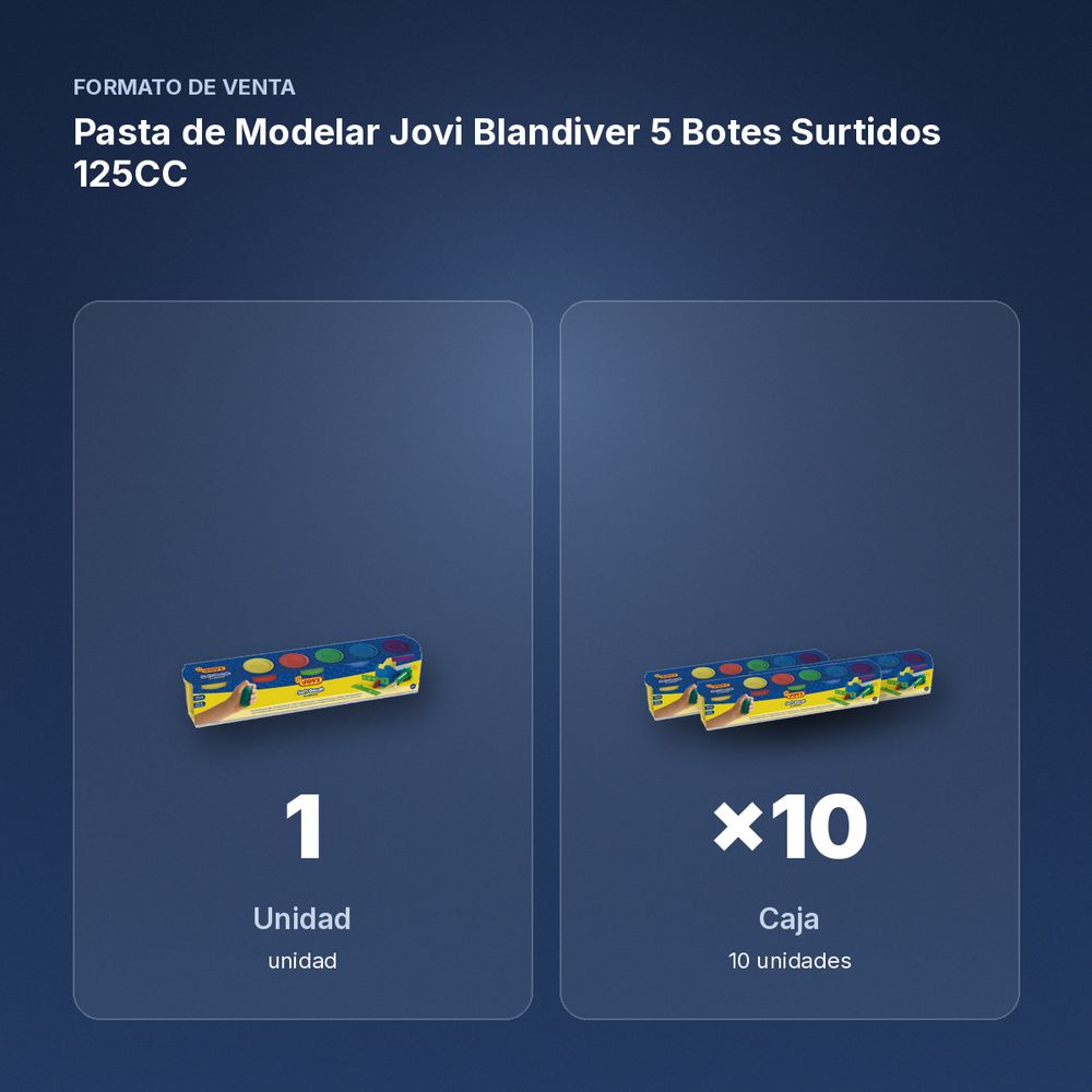 PASTA DE MODELAR JOVI BLANDIVER 5 BOTES SURTIDOS 125CC - formato de venta: caja de 10