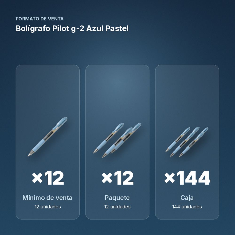 BOLÍGRAFO PILOT G-2 AZUL PASTEL - formato de venta: paquete de 12, caja de 144, palé de 864