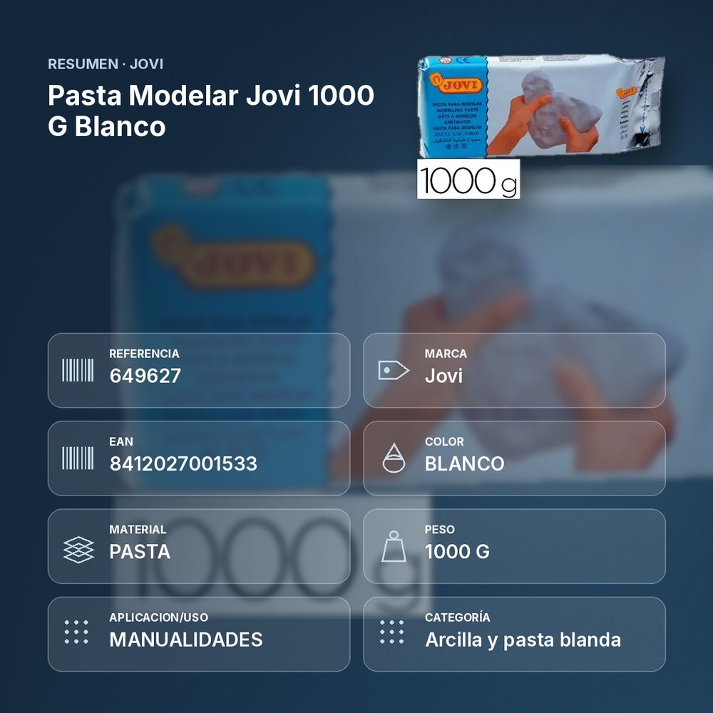 PASTA MODELAR JOVI 1000 G BLANCO - resumen de atributos