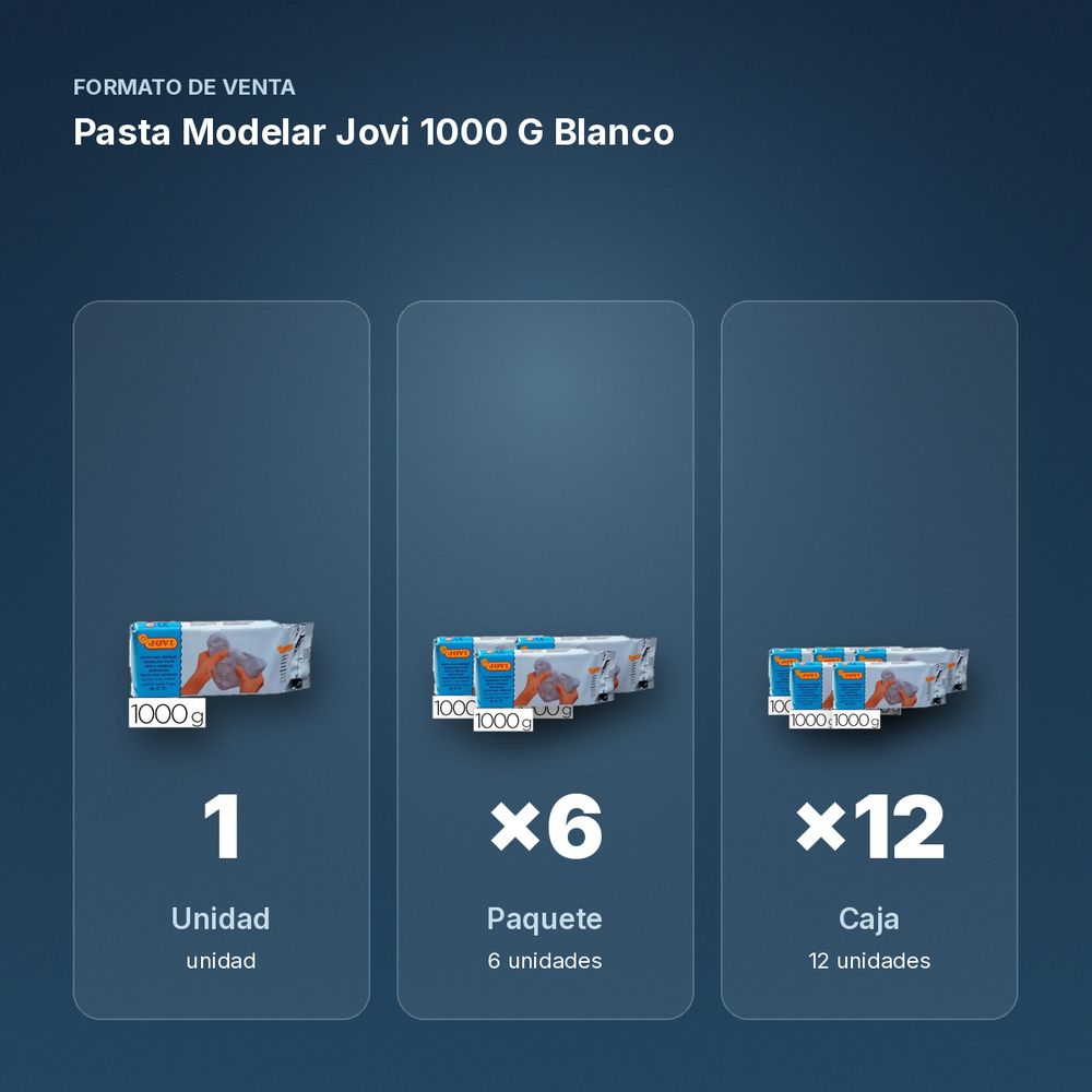PASTA MODELAR JOVI 1000 G BLANCO - formato de venta: paquete de 6, caja de 12