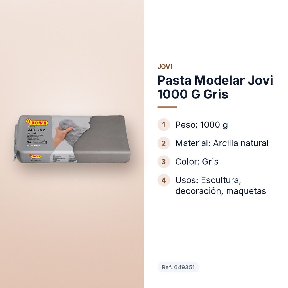 PASTA MODELAR JOVI 1000 G GRIS  - características principales