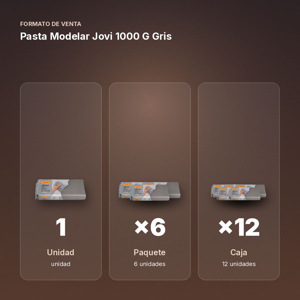 PASTA MODELAR JOVI 1000 G GRIS  - formato de venta: paquete de 6, caja de 12