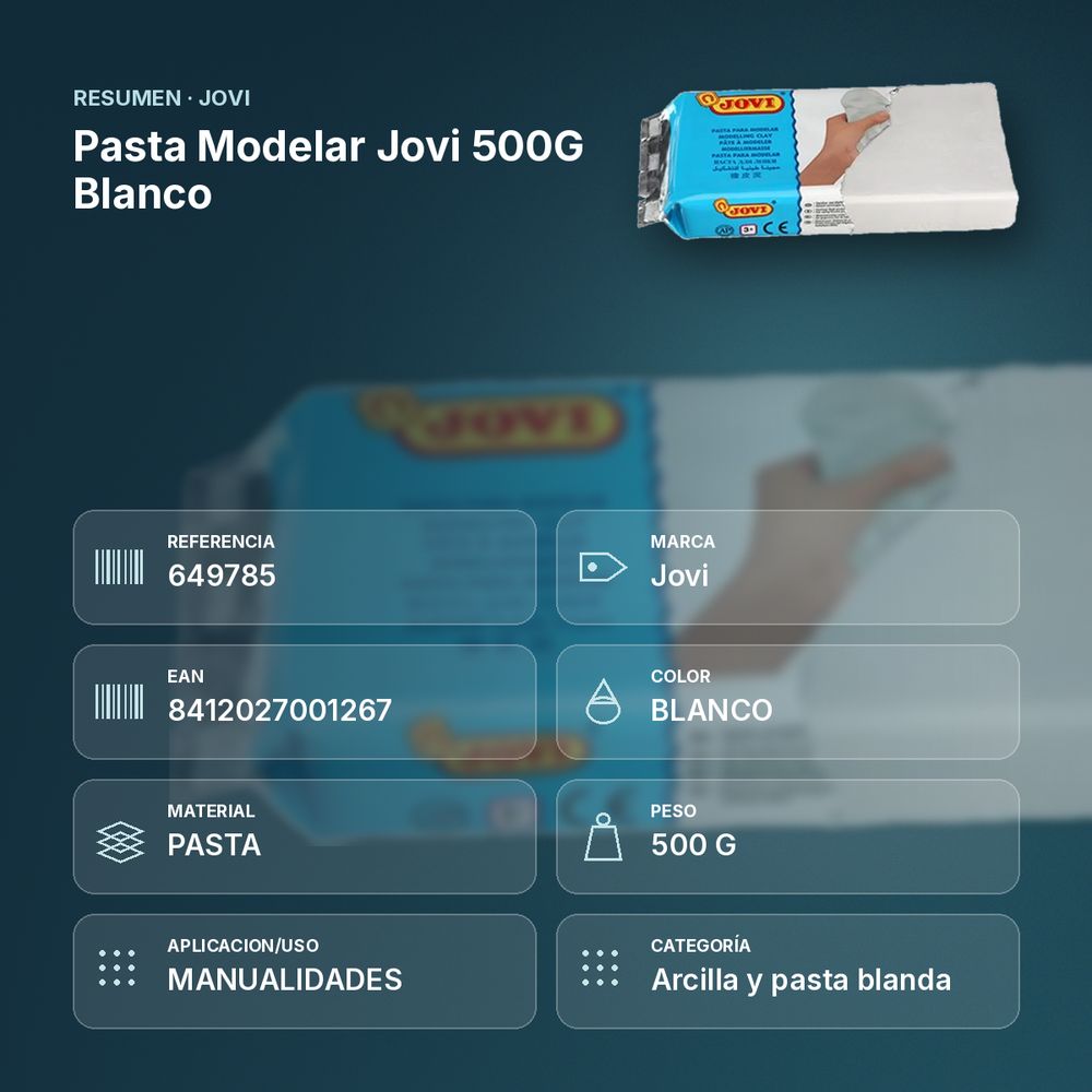 PASTA MODELAR JOVI 500G BLANCO - resumen de atributos