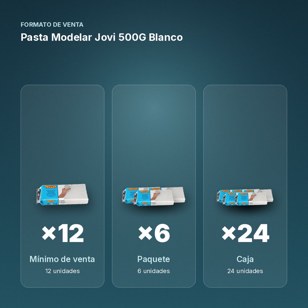 PASTA MODELAR JOVI 500G BLANCO - formato de venta: paquete de 6, caja de 24