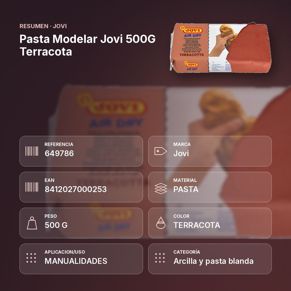 PASTA MODELAR JOVI 500G TERRACOTA - resumen de atributos