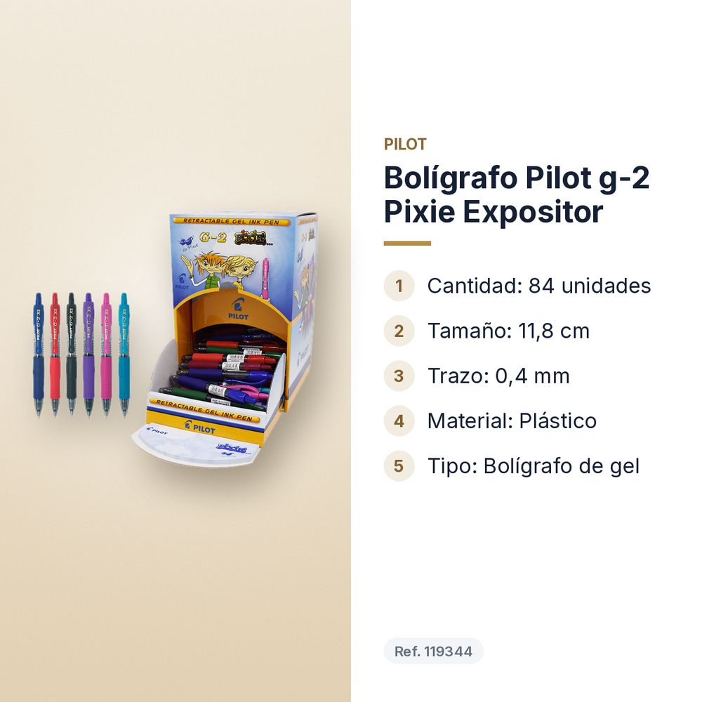 BOLÍGRAFO PILOT G-2 PIXIE EXPOSITOR - características principales