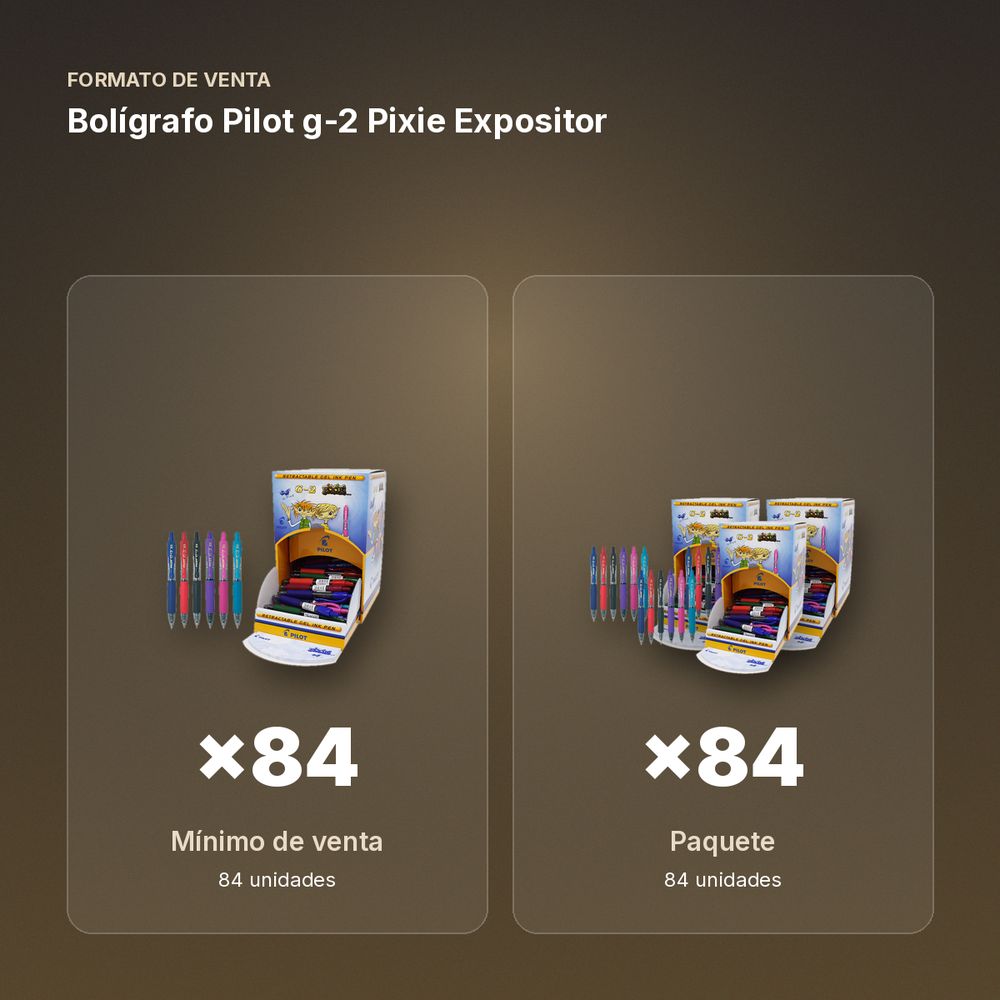 BOLÍGRAFO PILOT G-2 PIXIE EXPOSITOR - formato de venta: paquete de 84