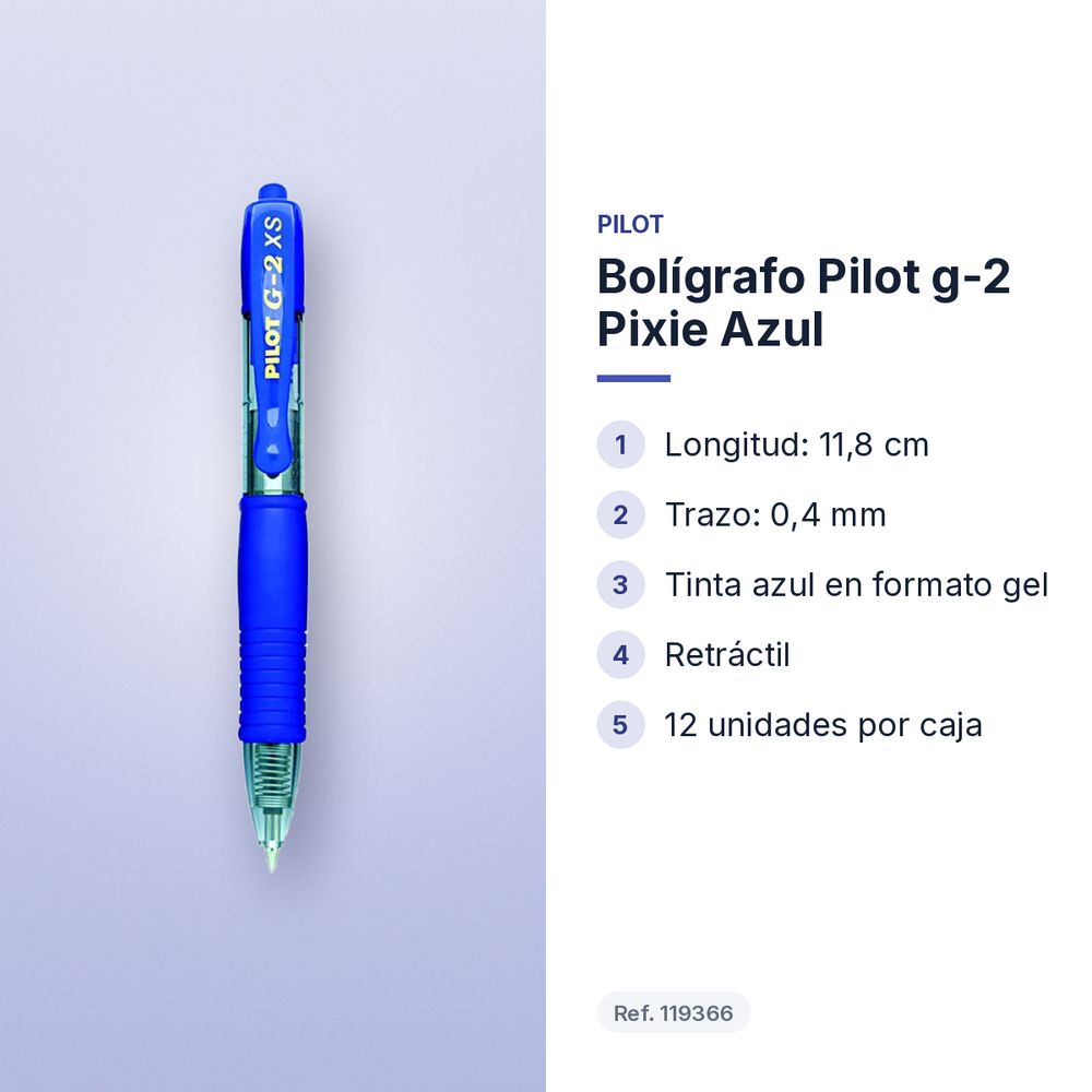 BOLÍGRAFO PILOT G-2 PIXIE AZUL - características principales