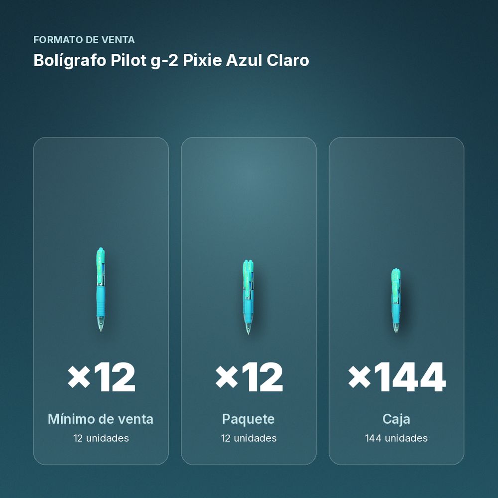 BOLÍGRAFO PILOT G-2 PIXIE AZUL CLARO - formato de venta: paquete de 12, caja de 144, palé de 864