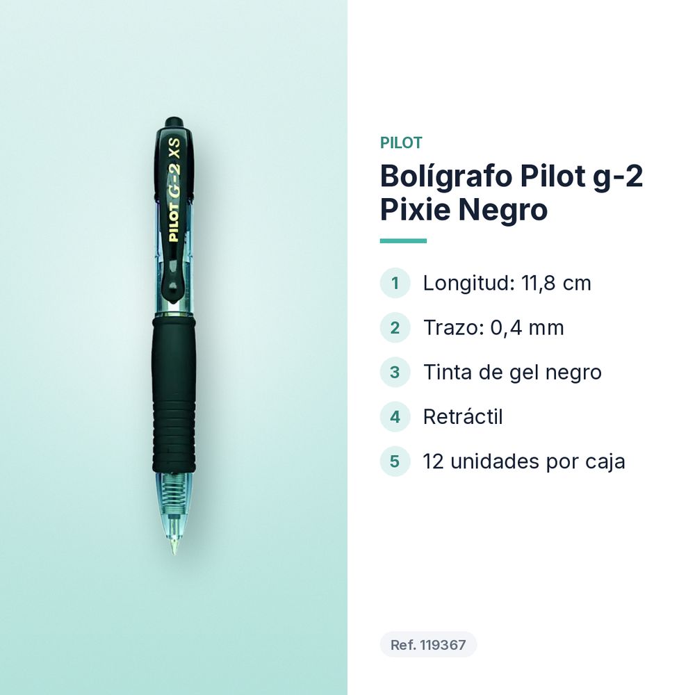 BOLÍGRAFO PILOT G-2 PIXIE NEGRO - características principales