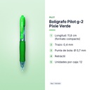 BOLÍGRAFO PILOT G-2 PIXIE VERDE - características principales