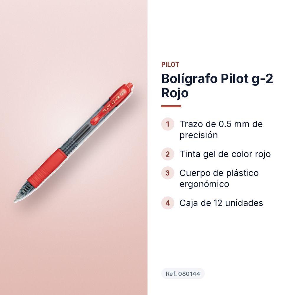BOLÍGRAFO PILOT G-2 ROJO - características principales