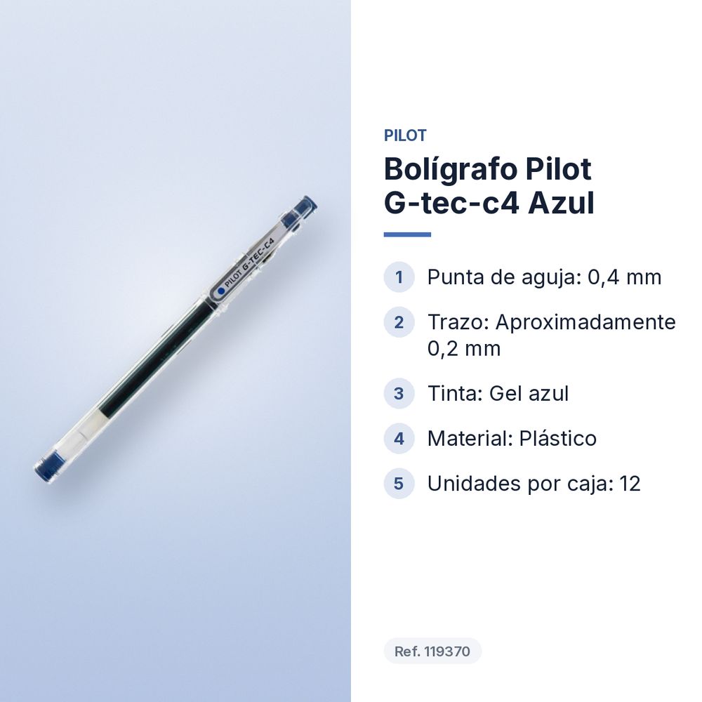 BOLÍGRAFO PILOT G-TEC-C4 AZUL - características principales