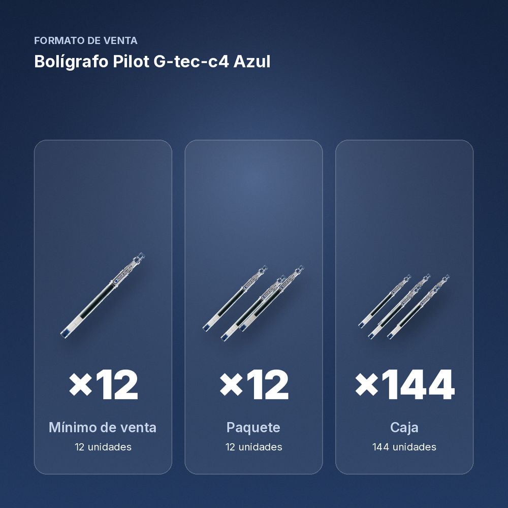 BOLÍGRAFO PILOT G-TEC-C4 AZUL - formato de venta: paquete de 12, caja de 144