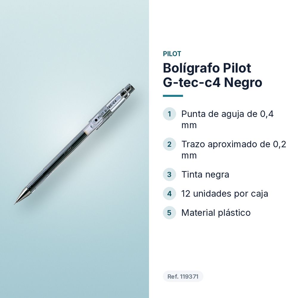 BOLÍGRAFO PILOT G-TEC-C4 NEGRO - características principales
