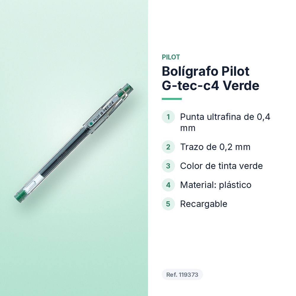 BOLÍGRAFO PILOT G-TEC-C4 VERDE - características principales