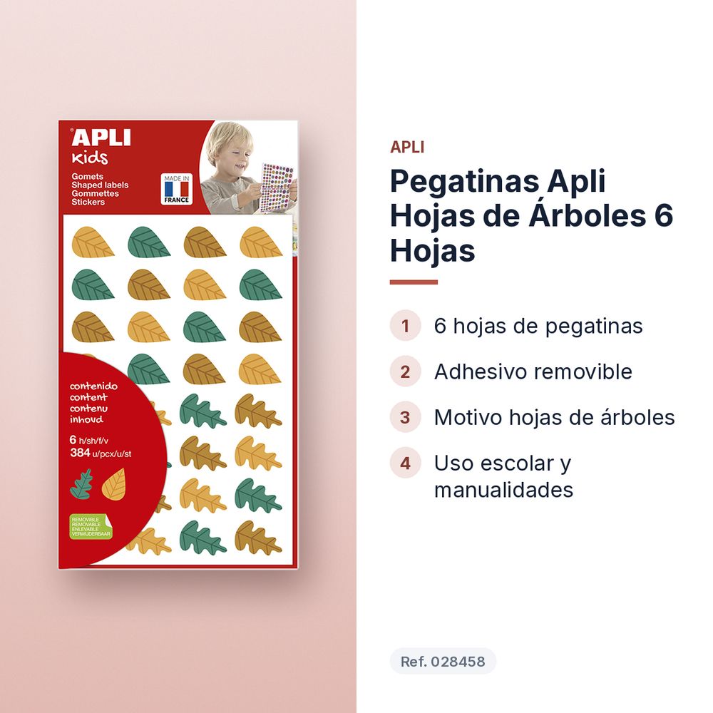 PEGATINAS APLI HOJAS DE ÁRBOLES 6 HOJAS - características principales