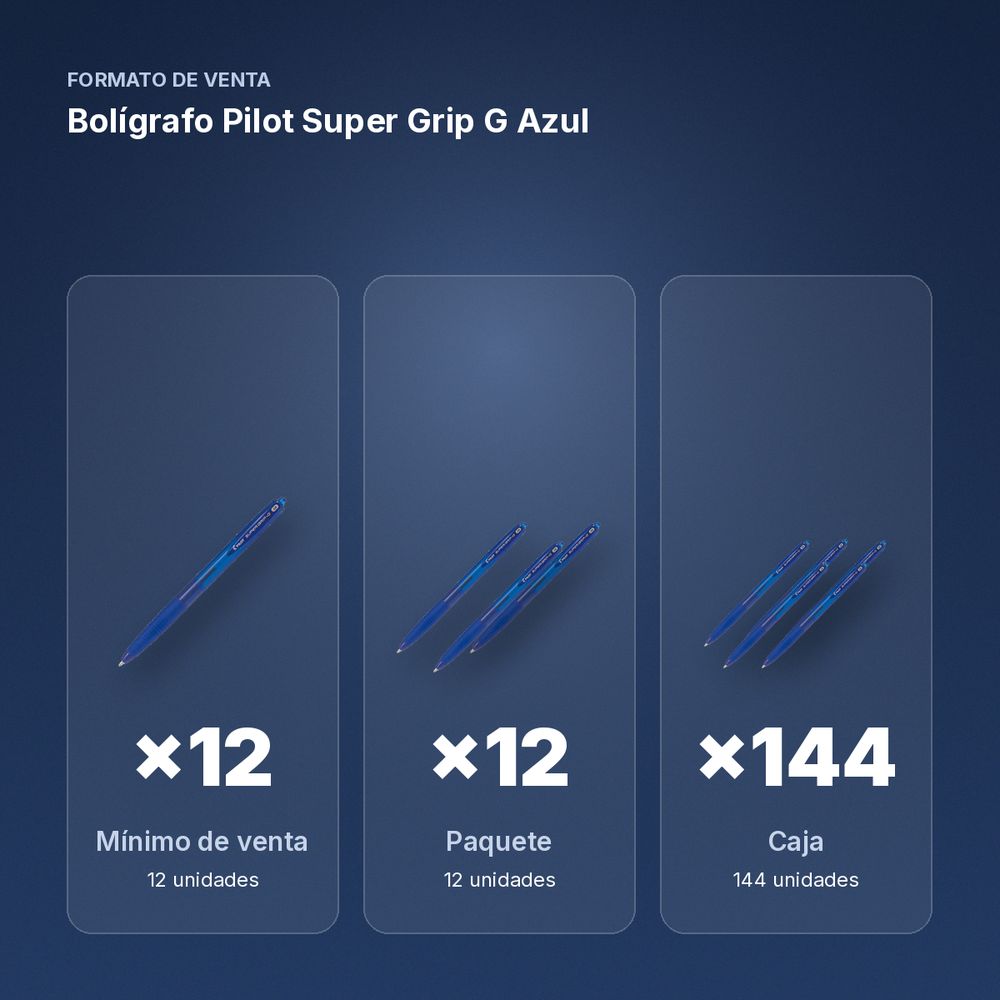 BOLÍGRAFO PILOT SUPER GRIP G AZUL - formato de venta: paquete de 12, caja de 144