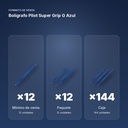 BOLÍGRAFO PILOT SUPER GRIP G AZUL - formato de venta: paquete de 12, caja de 144