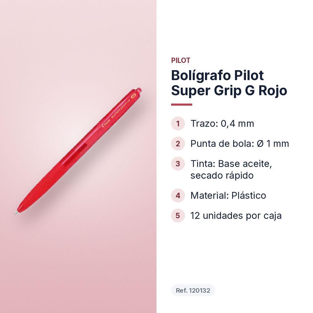 BOLÍGRAFO PILOT SUPER GRIP G ROJO  - características principales