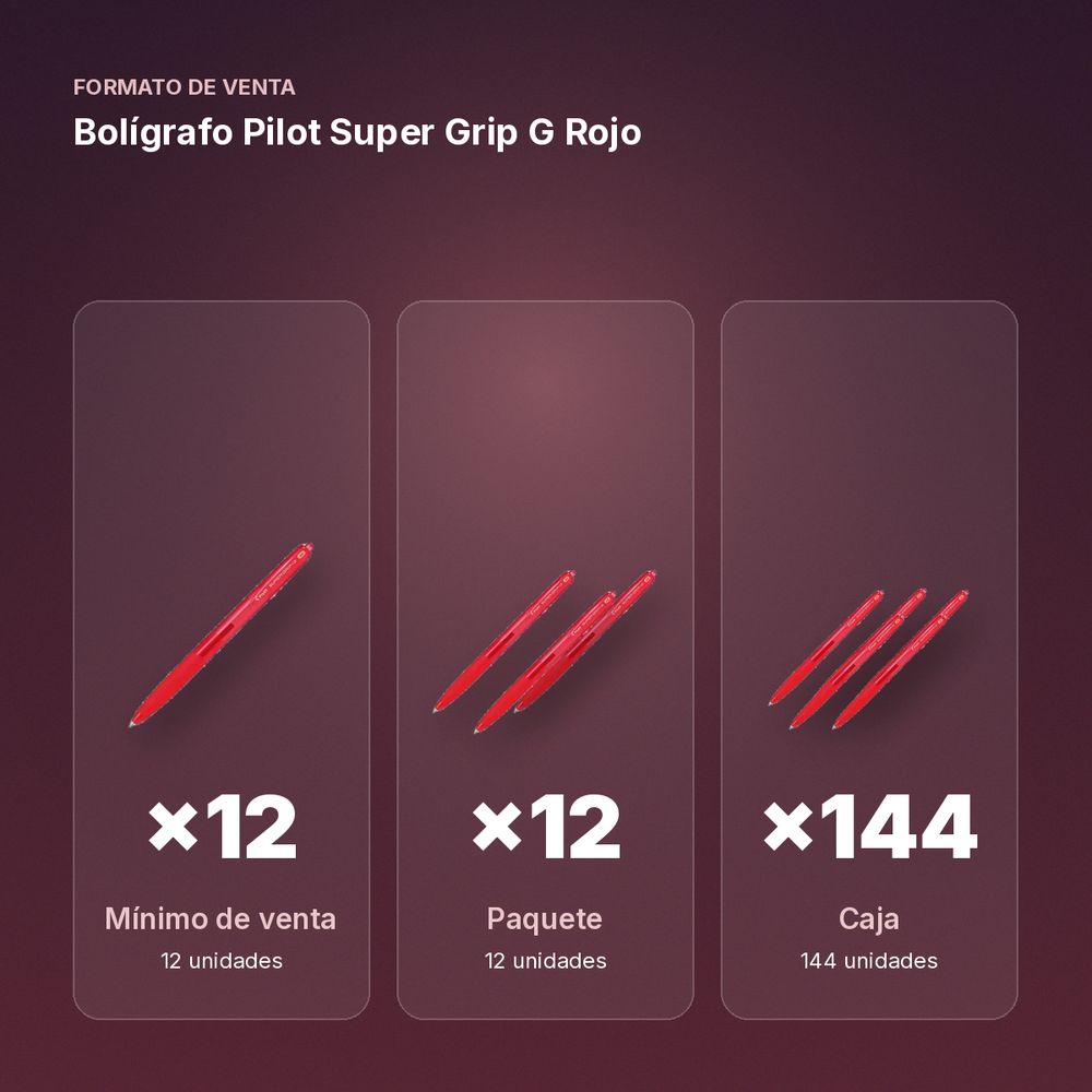 BOLÍGRAFO PILOT SUPER GRIP G ROJO  - formato de venta: paquete de 12, caja de 144