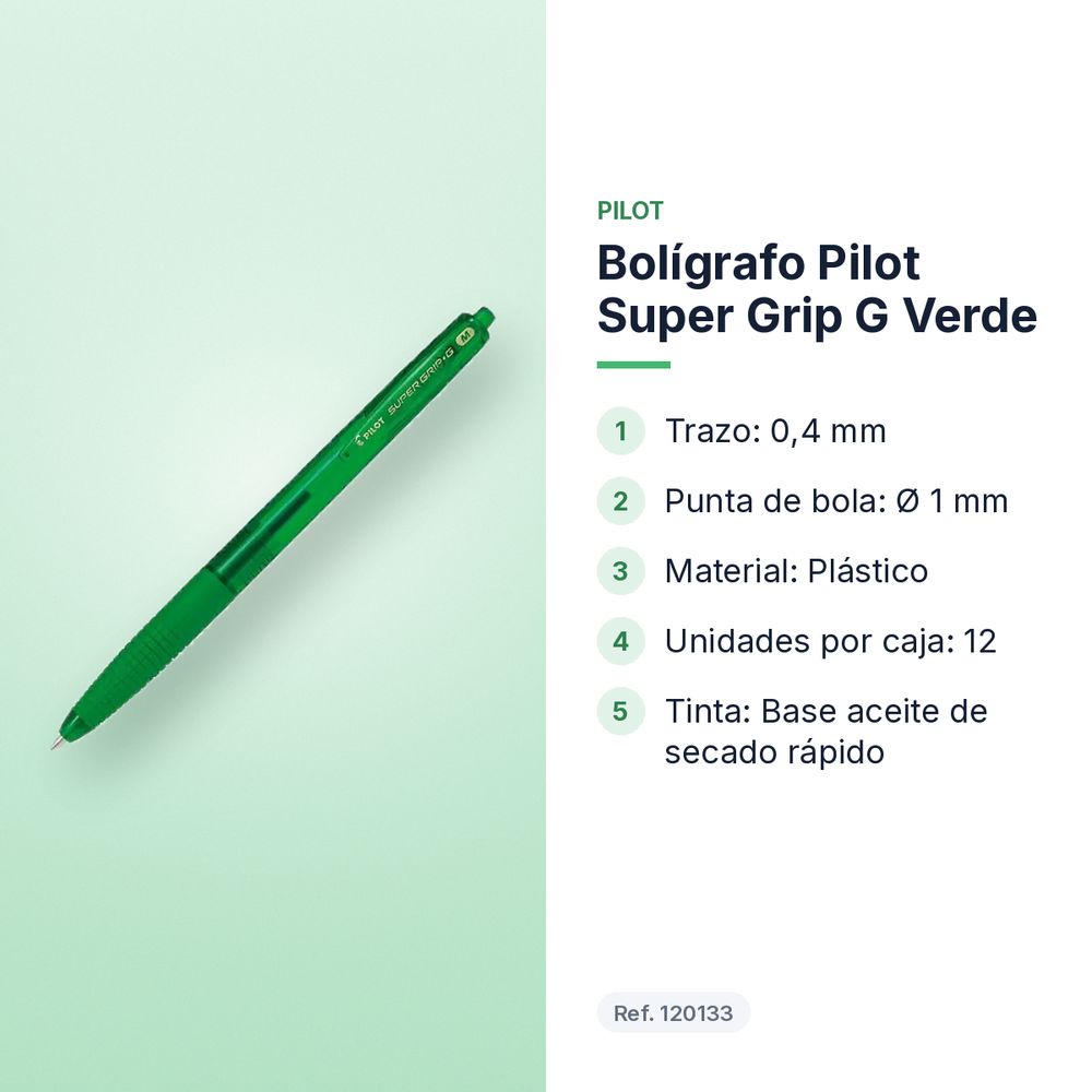 BOLÍGRAFO PILOT SUPER GRIP G VERDE  - características principales