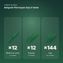 BOLÍGRAFO PILOT SUPER GRIP G VERDE  - formato de venta: paquete de 12, caja de 144